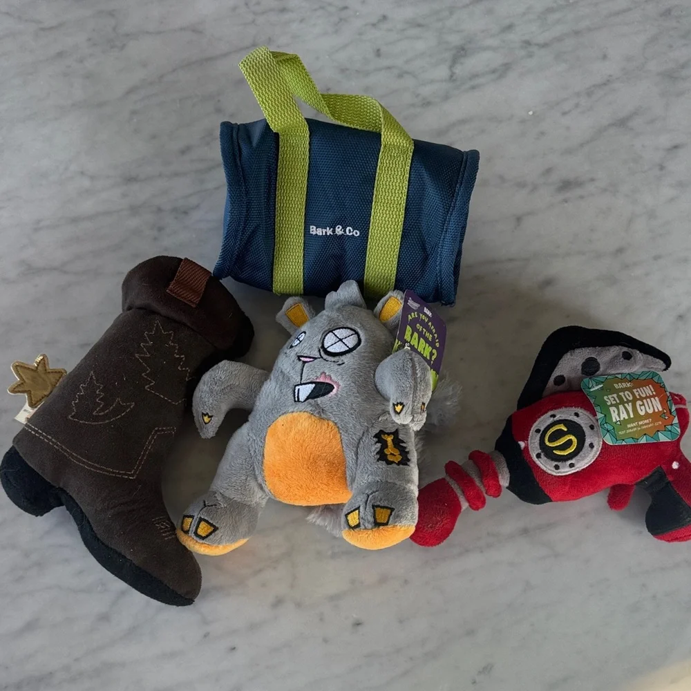 Bark & Co Dog Toy Set - Gray, Brown, Red